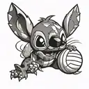 Stitch playing volleyball  tattoo design idea