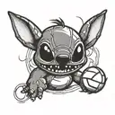 Stitch playing volleyball  tattoo design idea