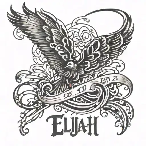 Elijah in cursive writing tattoo design idea