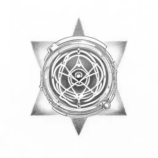 small image of atom neon with electrons Nucleus  and orbitals tattoo design idea