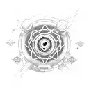 small schema of atom neon with electrons Nucleus  and orbitals tattoo design idea