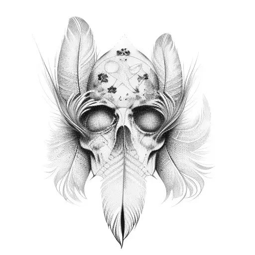 number 444 between two feathers tattoo design idea