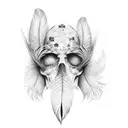 number 444 between two feathers tattoo design idea