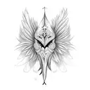 number 444 between two feathers tattoo design idea