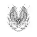 the number 444 between two angel feathers tattoo design idea