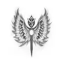 the number 444 between two angel feathers tattoo design idea