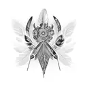 the number 444 between two feathers tattoo design idea