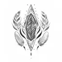 the number 444 between two feathers tattoo design idea