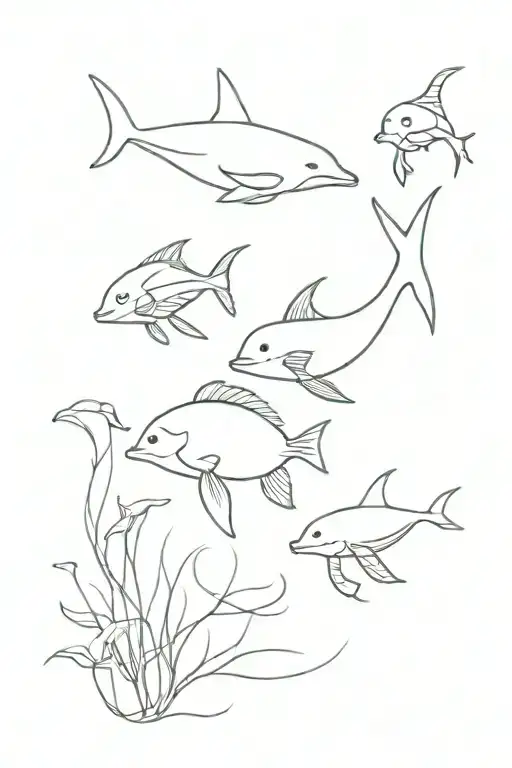 sea animals one line tattoo tattoo design idea