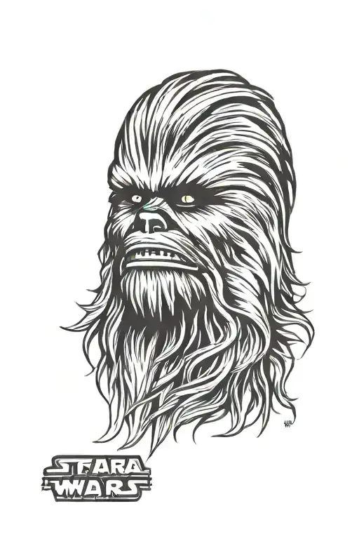 Chewbacca head only tattoo design idea