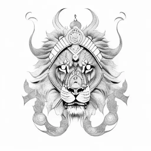 Sikh warrior lion  tattoo design idea