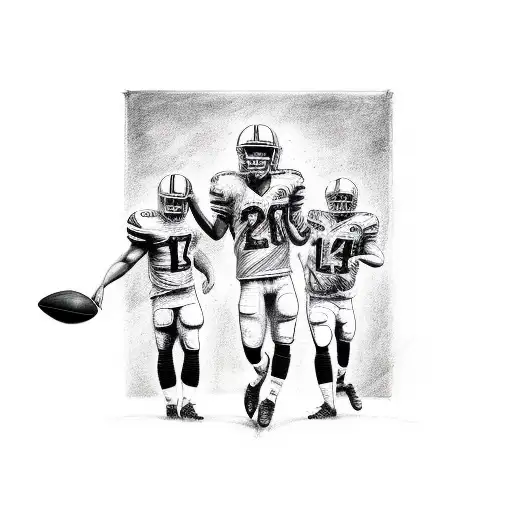 two freinds standing with football in the hand of one,boots in the hand of other tattoo design idea