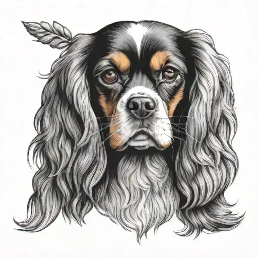 Cavalier king Charles spaniel dog tattoo design idea