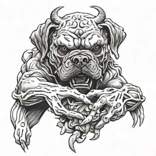 megumi fushiguro demon dogs and hand sign intertwined tattoo design idea