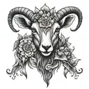 goat mandala flowers  tattoo design idea