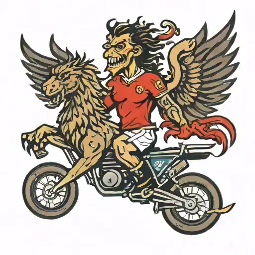 the Manchester United devil riding an eagle  tattoo design idea