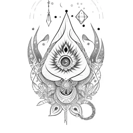 bohemian gypsy style witchy western flower tattoo design idea
