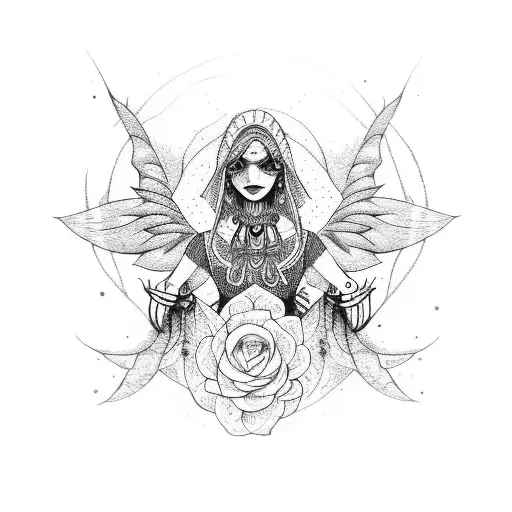 bohemian gypsy witchy western flower tattoo design idea