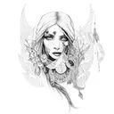 bohemian gypsy style witchy western flower tattoo design idea