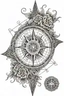 viking compass surrounded by various tattoo design idea