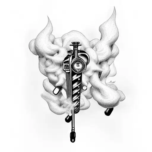 A Harley Davidson motorcycle with musical notes as exhaust smoke tattoo design idea
