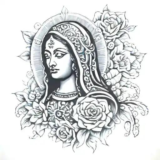 santa maria guadalupe tattoo design idea