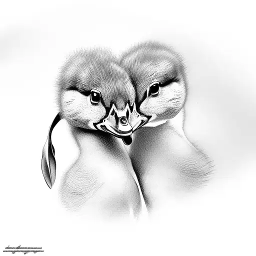 two headed duckling tattoo design idea