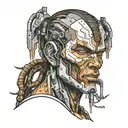 cyborg with brown hair tattoo design idea