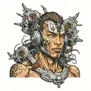 cyborg with brown hair tattoo design idea