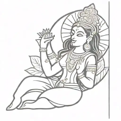 indian goddess lakshmi tattoo design idea