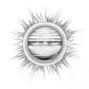 Black and white negative space sun   tattoo design idea