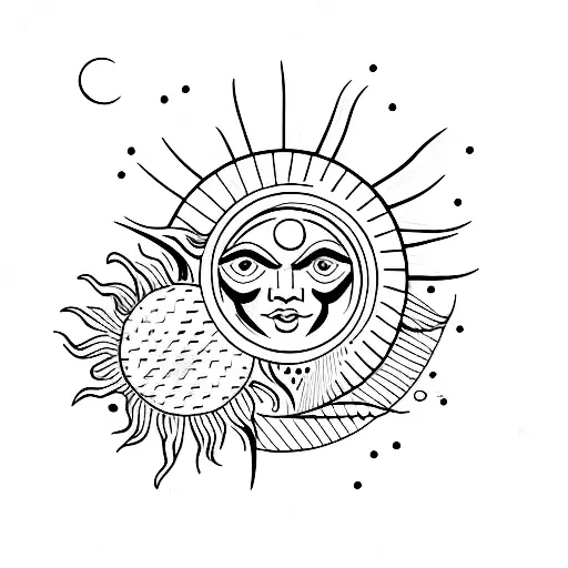 Sun and Moon tattoo design idea