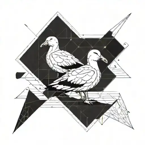 two albatross outlines and space surrounded tattoo design idea
