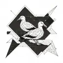 two albatross outlines and space surrounded tattoo design idea