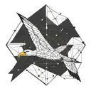 two albatross outlines and space surrounded tattoo design idea