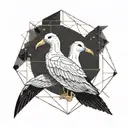 two albatross outlines and space surrounded tattoo design idea
