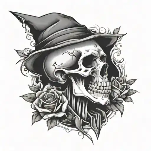 Skeleton crying tattoo design idea