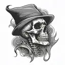 Skeleton crying tattoo design idea