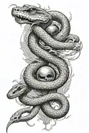 snake moon good and evil tattoo design idea