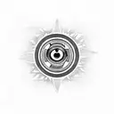 Greek evil eye with a compass tattoo design idea