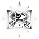 Greek evil eye with a compass tattoo design idea
