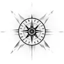 Greek evil eye with a compass tattoo design idea