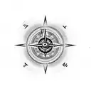 Greek evil eye with a compass tattoo design idea