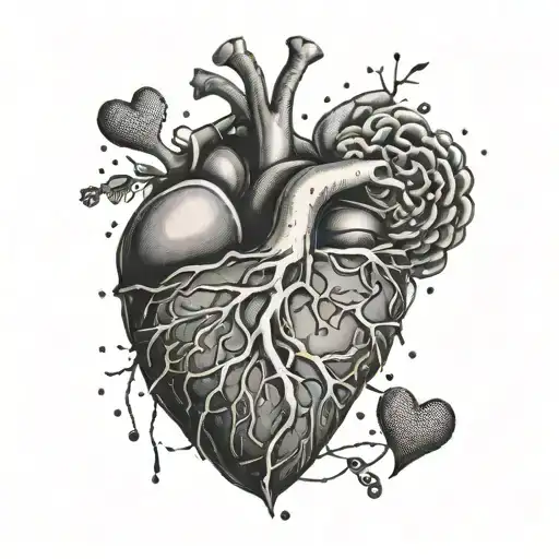 heart vs brain tattoo design idea