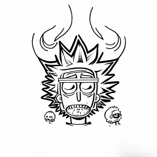 cartoon rick and morty tattoo design idea