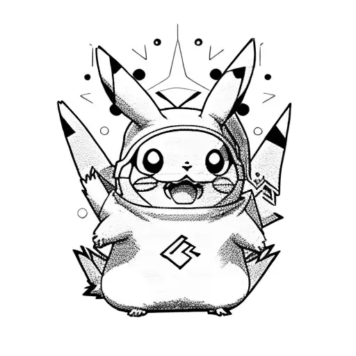 pikachu wearing a doraemon costume tattoo design idea
