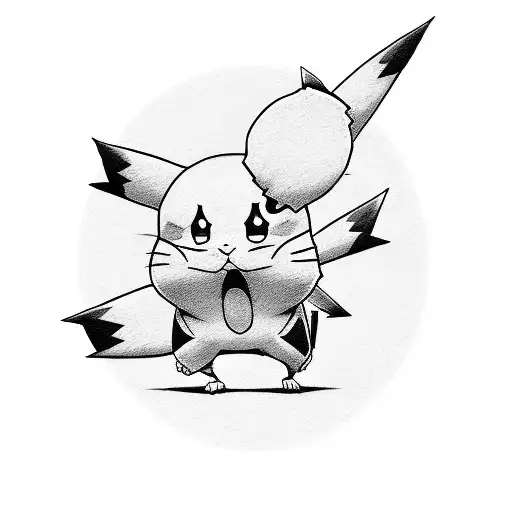 pikachu y doraemon fusion tattoo design idea