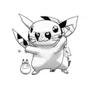 pikachu y doraemon fusion tattoo design idea