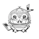 pikachu y doraemon fusion tattoo design idea