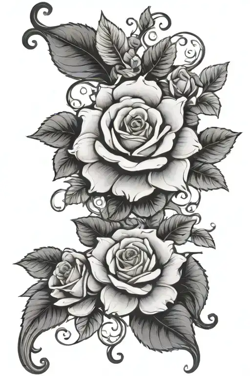 Elijah intertwined in roses an ivy vines tattoo design idea
